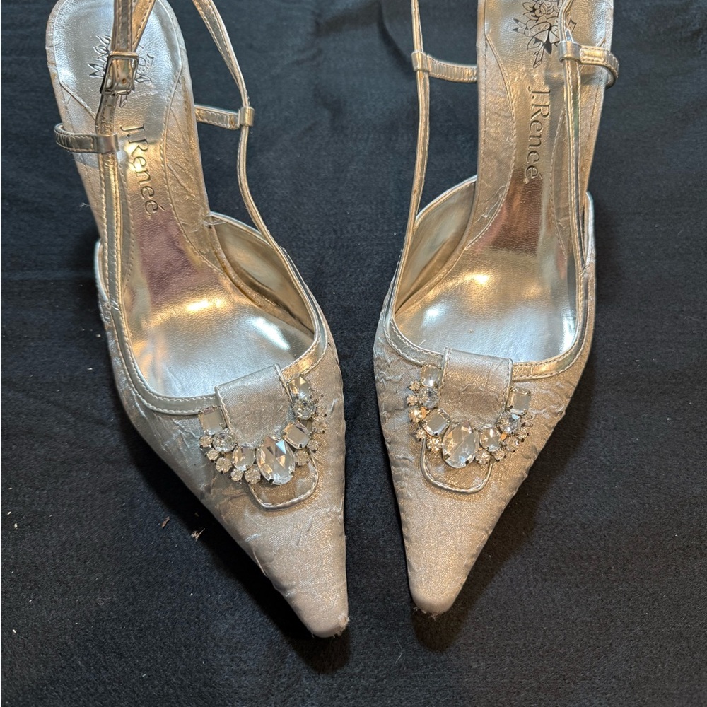 J.Renee Metallic Silver Embellished Heels